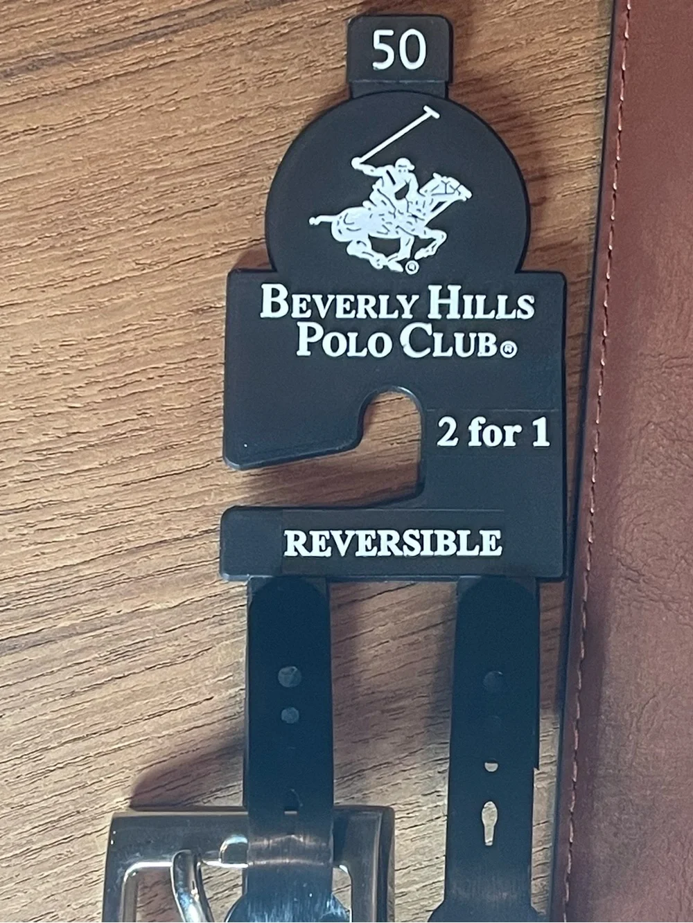 Beverly Hills Polo Club Men's Reversible Black Leather Belt with Silver Buckle